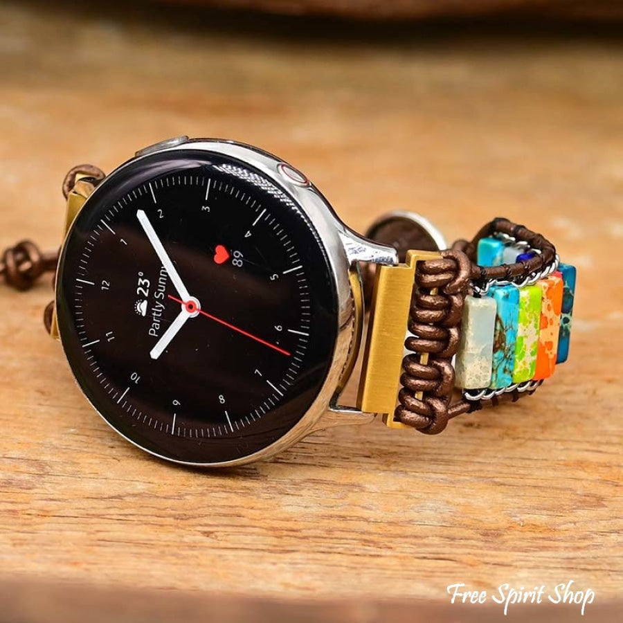 Google Pixel Watch Band With Chakra Jasper Beads - Free Spirit Shop