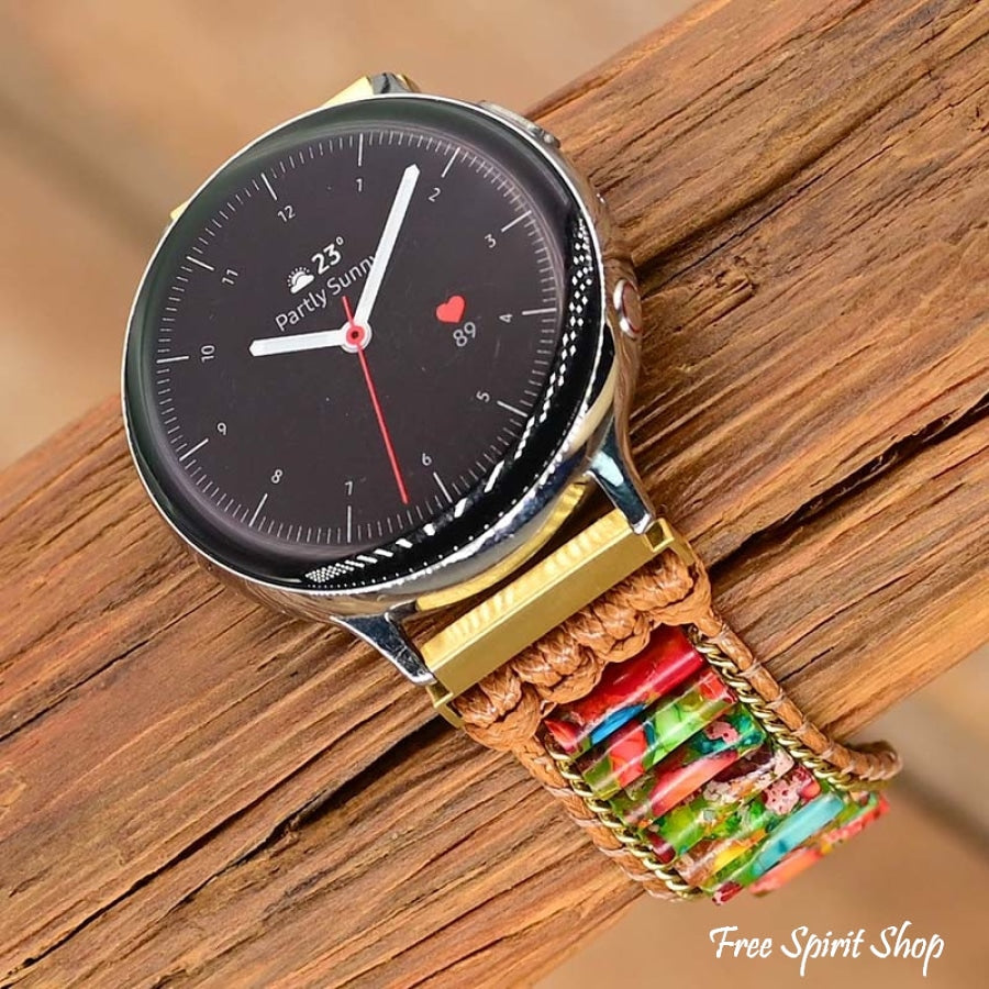 Google Pixel Watch Band With Imperial Jasper Tube Beads - Free Spirit Shop