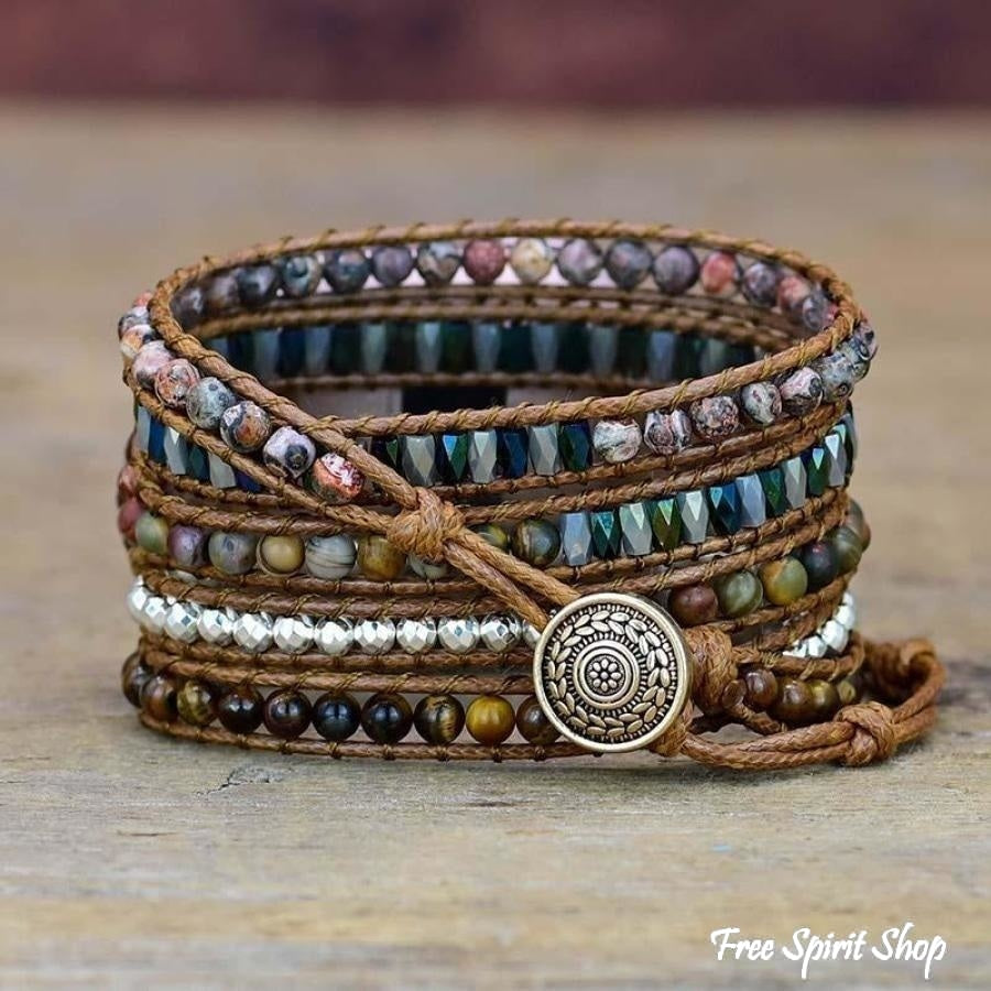 Google Pixel Watch Band With Natural Red Jasper & Tiger Eye Beads - Free Spirit Shop