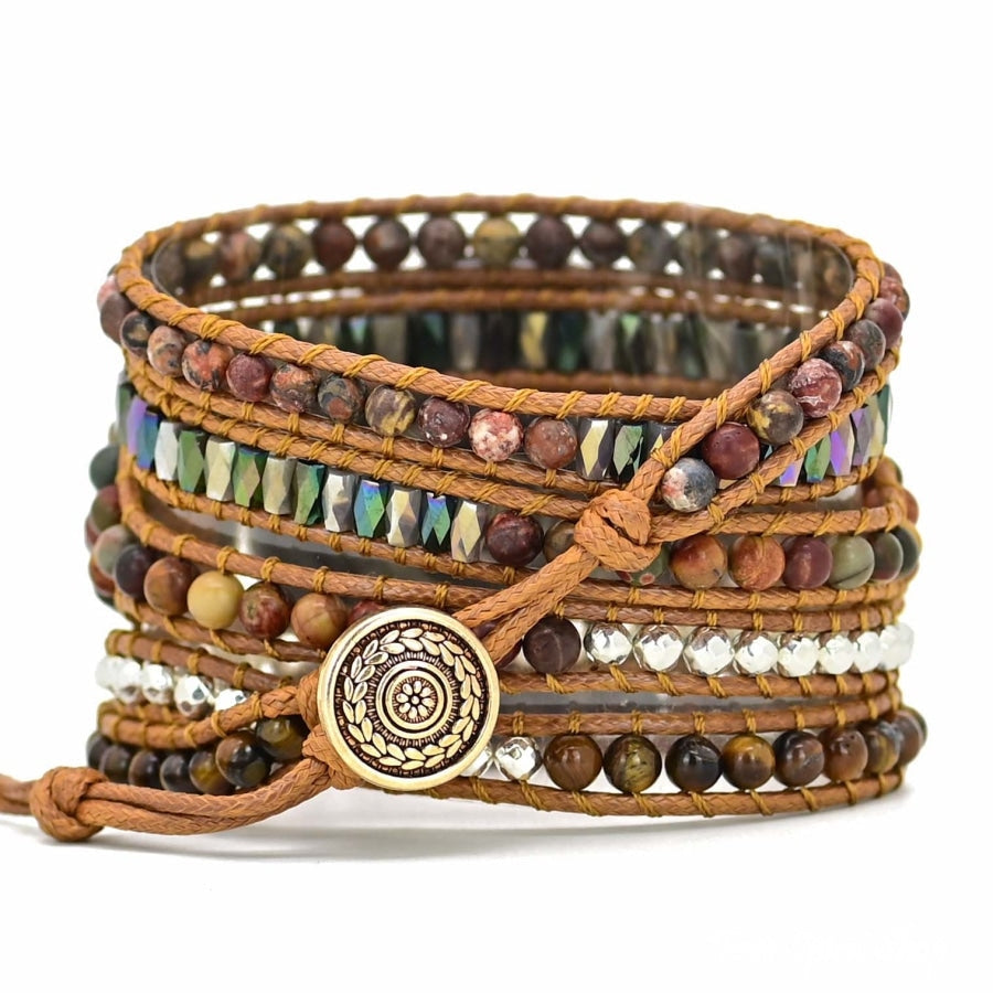 Google Pixel Watch Band With Natural Red Jasper & Tiger Eye Beads - Free Spirit Shop