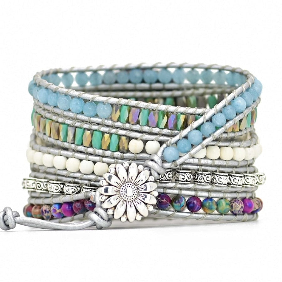 Google Pixel Watch Band With Purple Jasper & Aqua Blue Beads - Free Spirit Shop