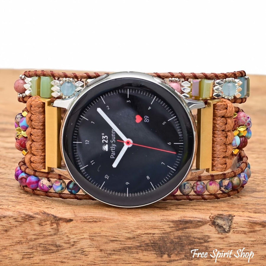 Google Pixel Watch Band With Purple Jasper & Rhodonite Beads - Free Spirit Shop