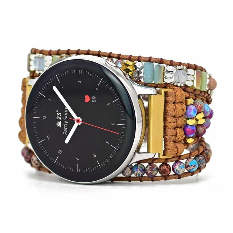 Google Pixel Watch Band With Purple Jasper & Rhodonite Beads - Free Spirit Shop