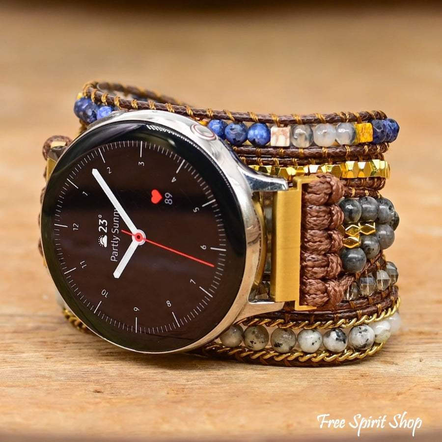 Google Pixel Watch Strap With Natural Labradorite Beads - Free Spirit Shop