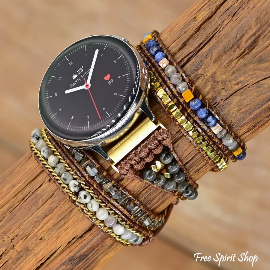 Google Pixel Watch Strap With Natural Labradorite Beads - Free Spirit Shop
