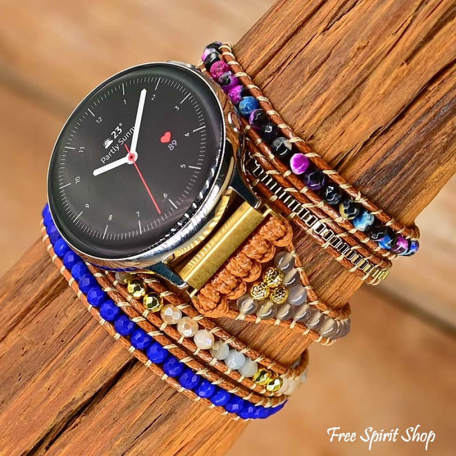 Google Pixel Watch Strap With Vibrant Blue Beads - Free Spirit Shop