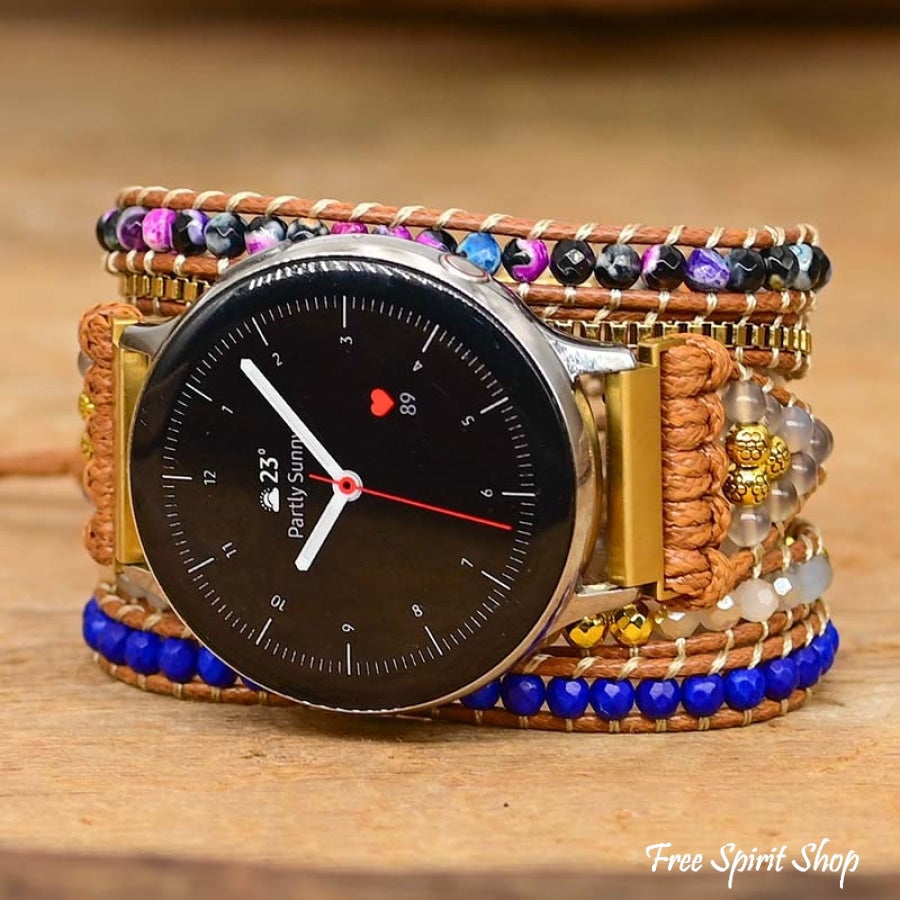 Google Pixel Watch Strap With Vibrant Blue Beads - Free Spirit Shop