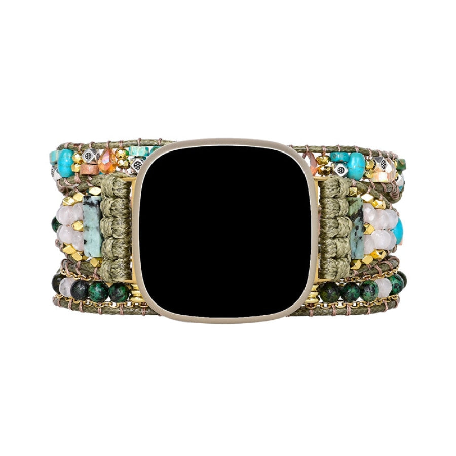 Green African Jasper Beaded Fitbit Watch Band - Free Spirit Shop