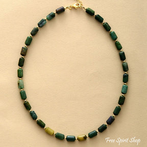 Green Jade King Jasper & Pink Jade Gemstone Choker Necklace - Free Spirit Shop