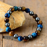 Handmade Blue Tiger Eye & Hematite Bead Bracelet - Free Spirit Shop