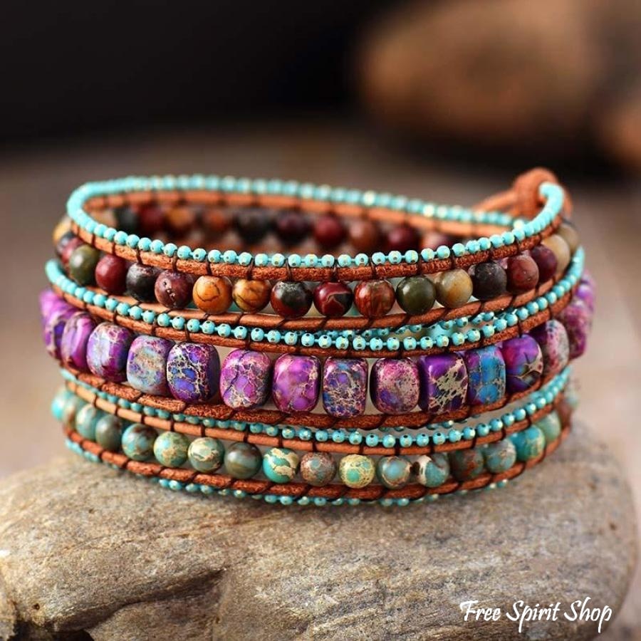 Handmade Jasper Mix Love Wrap Bracelet - Free Spirit Shop