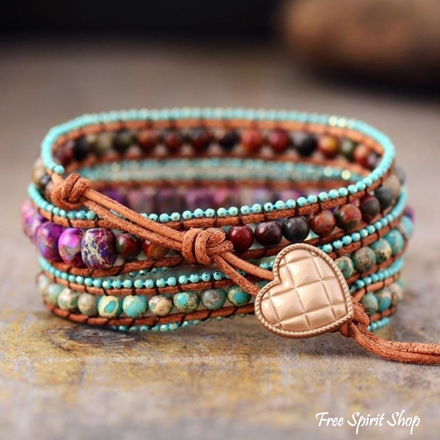 Handmade Jasper Mix Love Wrap Bracelet - Free Spirit Shop