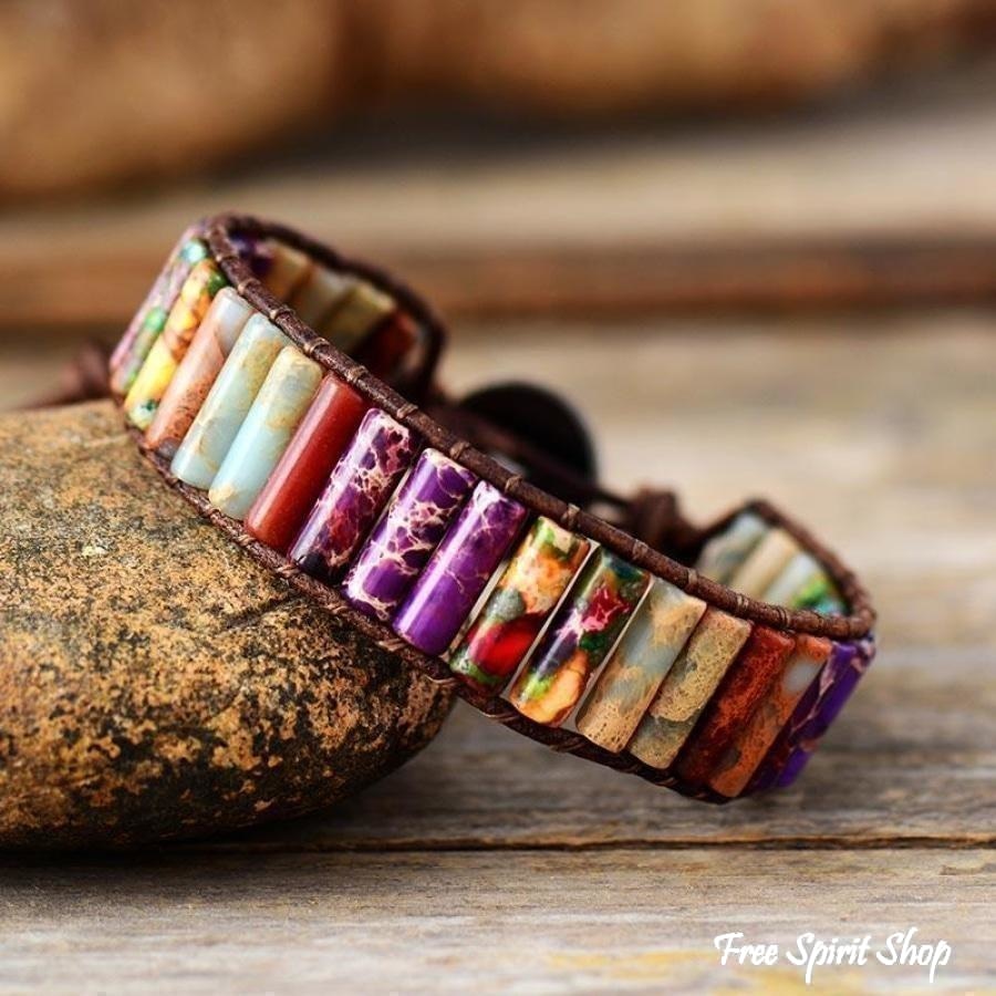 Handmade Multi-Color Jasper Stone Tube Wrap Bracelet - Free Spirit Shop