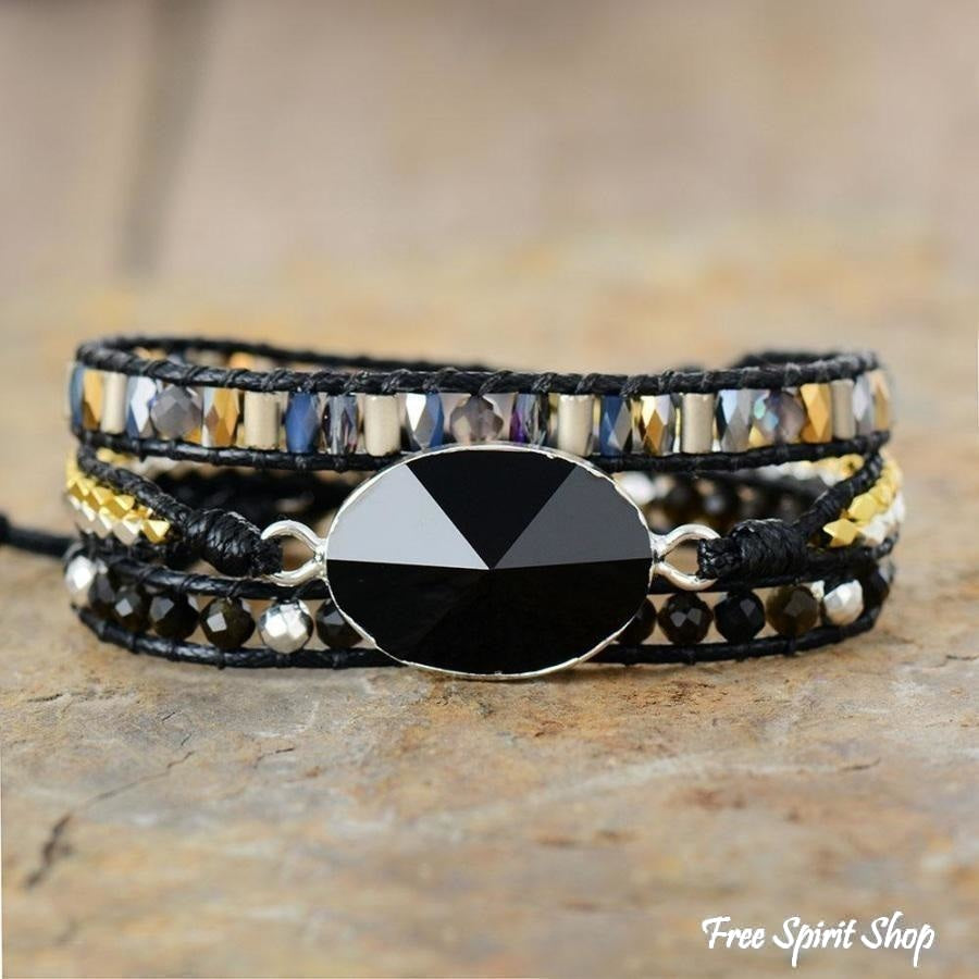 Handmade Natural Black Onyx Wrap Bracelet - Free Spirit Shop