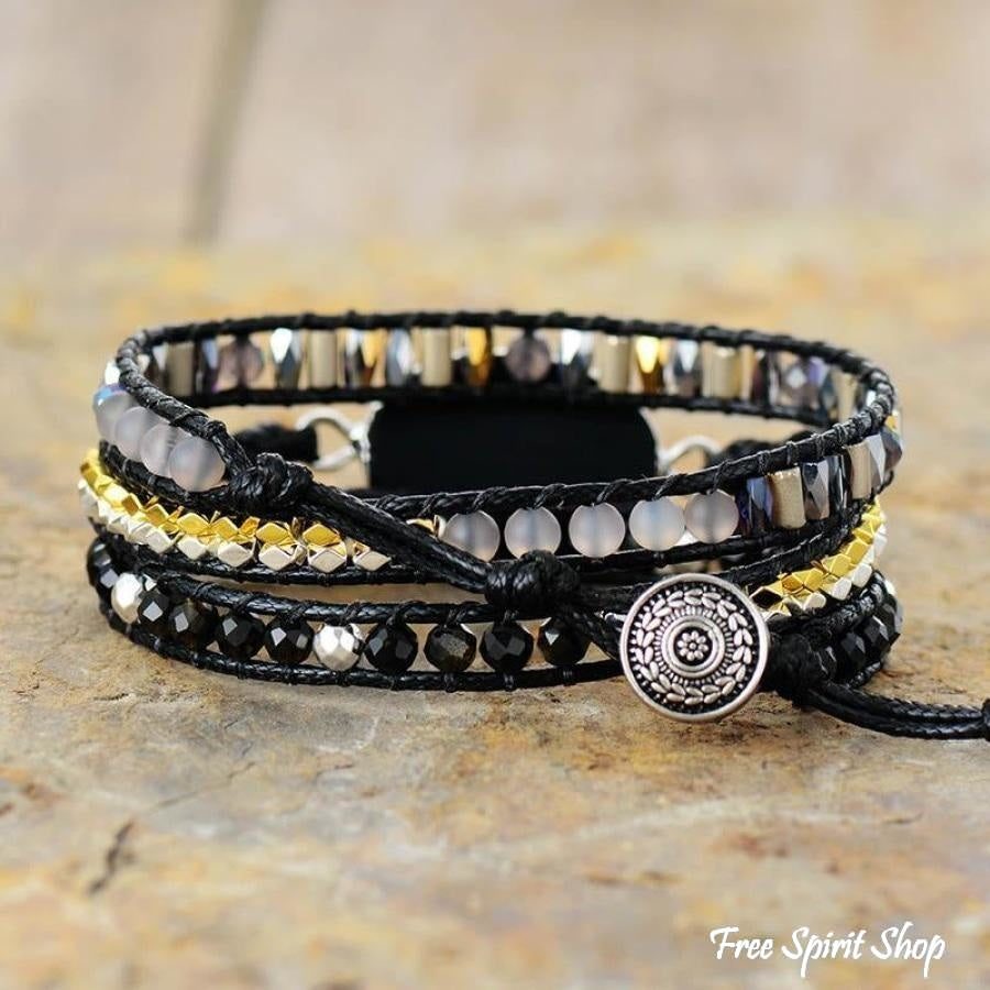Handmade Natural Black Onyx Wrap Bracelet - Free Spirit Shop