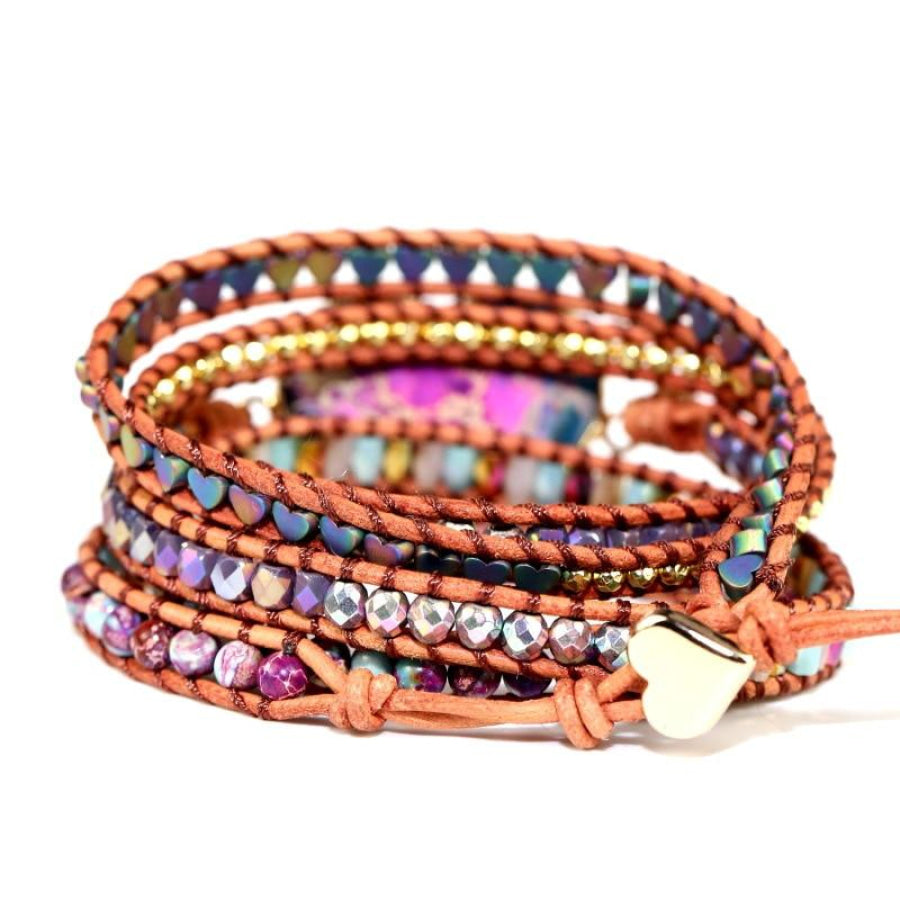 Handmade Purple Jasper Heart Wrap Bracelet - Free Spirit Shop