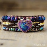 Handmade Purple Jasper Heart Wrap Bracelet - Free Spirit Shop