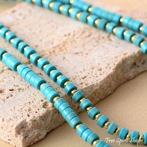 Handmade Turquoise Howlite Two Layer Necklace - Free Spirit Shop