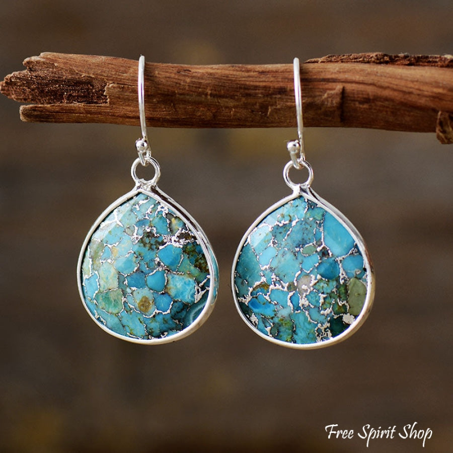 Handmade Turquoise Jasper Silver Earrings - Free Spirit Shop