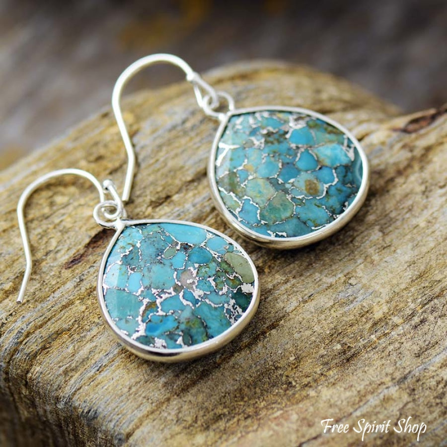 Handmade Turquoise Jasper Silver Earrings - Free Spirit Shop