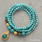 Handmade Turquoise & Labradorite Yoga Bead Bracelet / Necklace - Free Spirit Shop