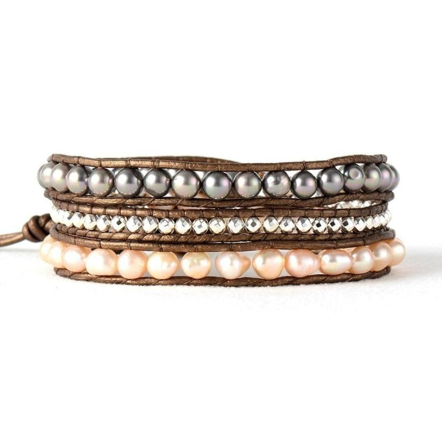 Handmade Two-tone Freshwater Pearl Wrap Bracelet - Free Spirit Shop