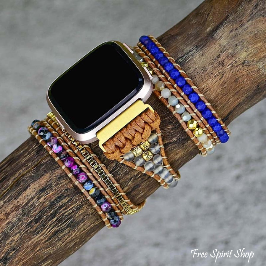Vibrant Blue Beaded Fitbit Watch Band - Free Spirit Shop