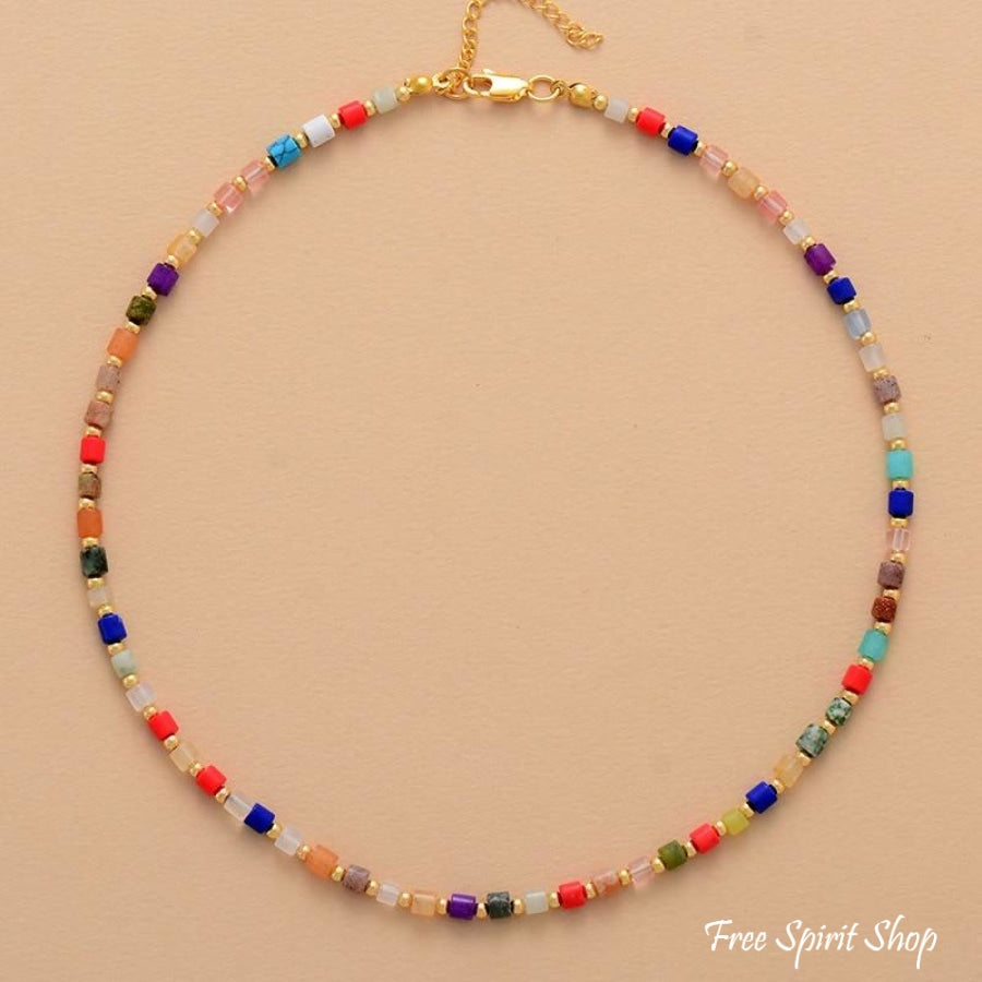 Multicolor Natural Stone Choker Necklace - Free Spirit Shop