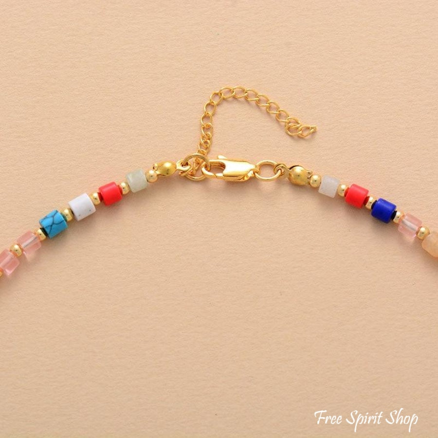 Multicolor Natural Stone Choker Necklace - Free Spirit Shop