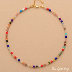 Multicolor Natural Stone Choker Necklace - Free Spirit Shop