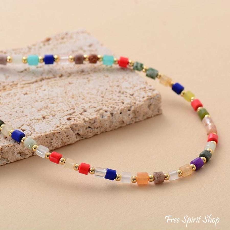Multicolor Natural Stone Choker Necklace - Free Spirit Shop