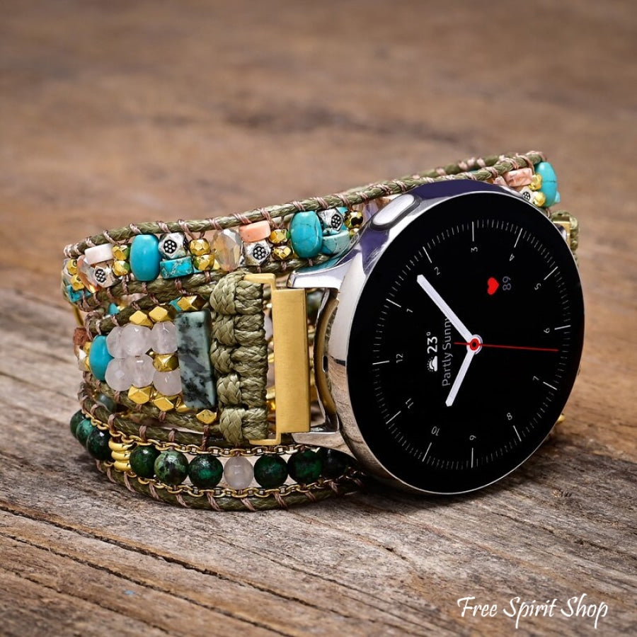 Natural African Turquoise Green Samsung / Garmin Watch Band - Free Spirit Shop