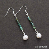 Natural African Turquoise & Pearl Earrings - Free Spirit Shop