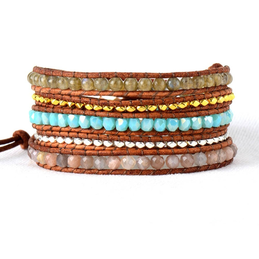 Natural Agate & Labradorite Beaded Wrap Bracelet - Free Spirit Shop