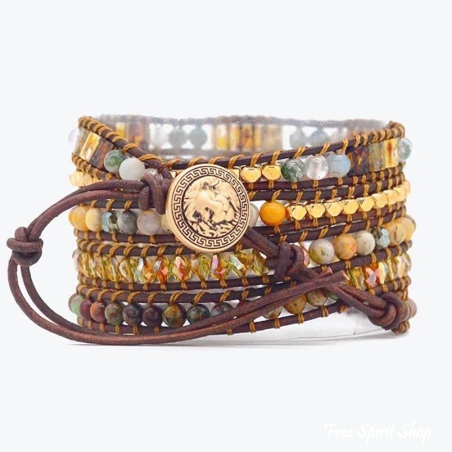 Natural Agate Moonlight & Jasper Wrap Bracelet - Free Spirit Shop