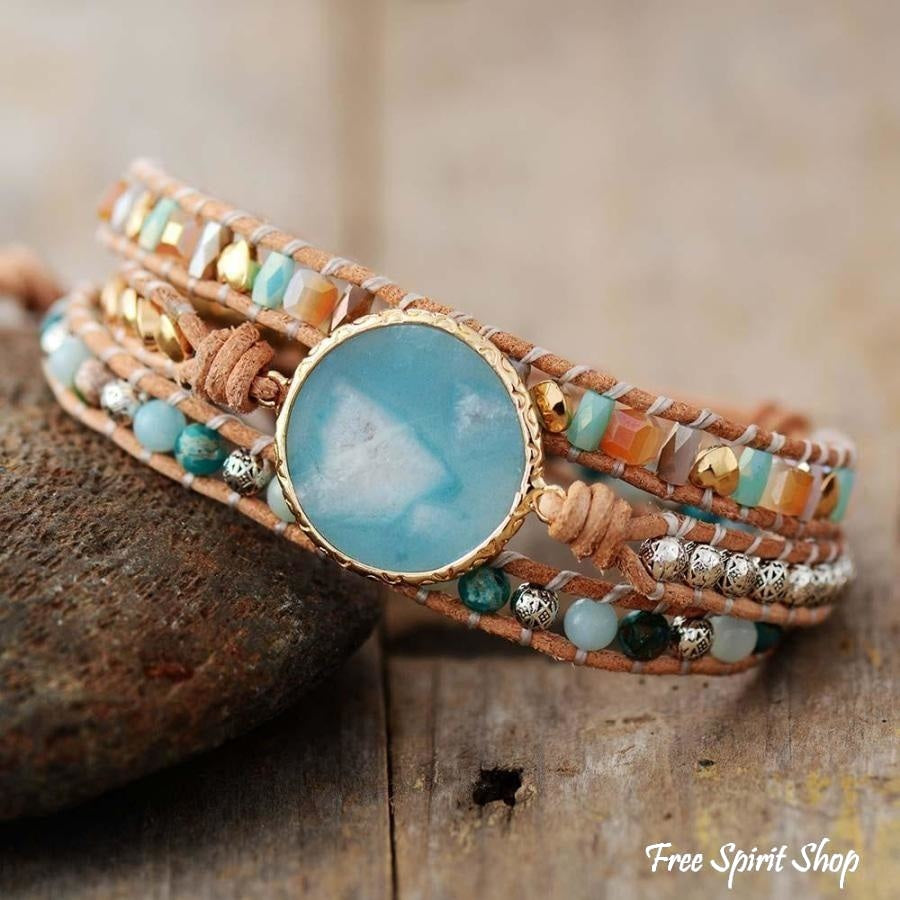 Natural Amazonite Circle Wrap Bracelet - Free Spirit Shop