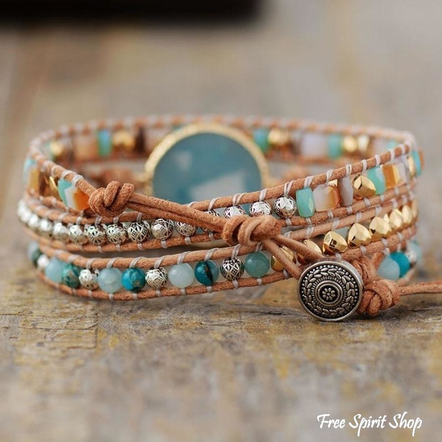 Natural Amazonite Circle Wrap Bracelet - Free Spirit Shop