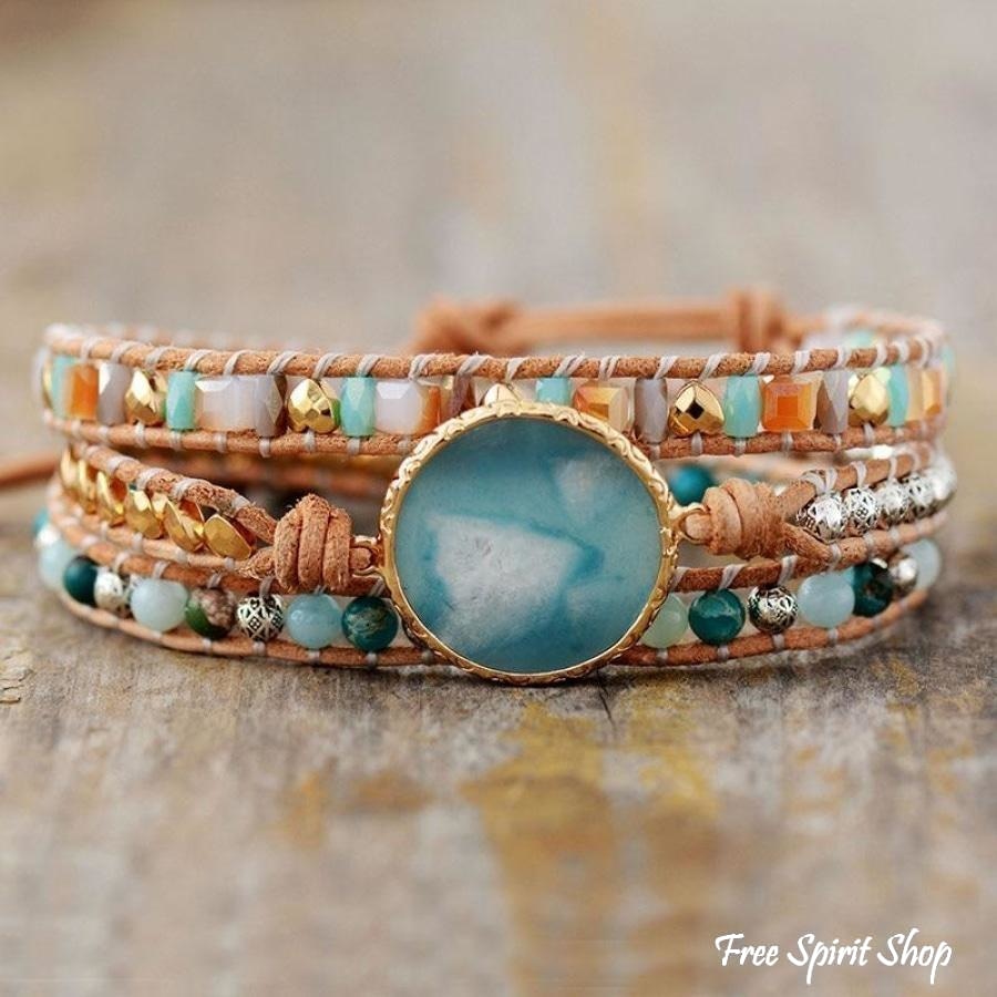 Natural Amazonite Circle Wrap Bracelet - Free Spirit Shop
