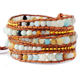 Natural Amazonite & Gold Plated Bead Wrap Bracelet - Free Spirit Shop