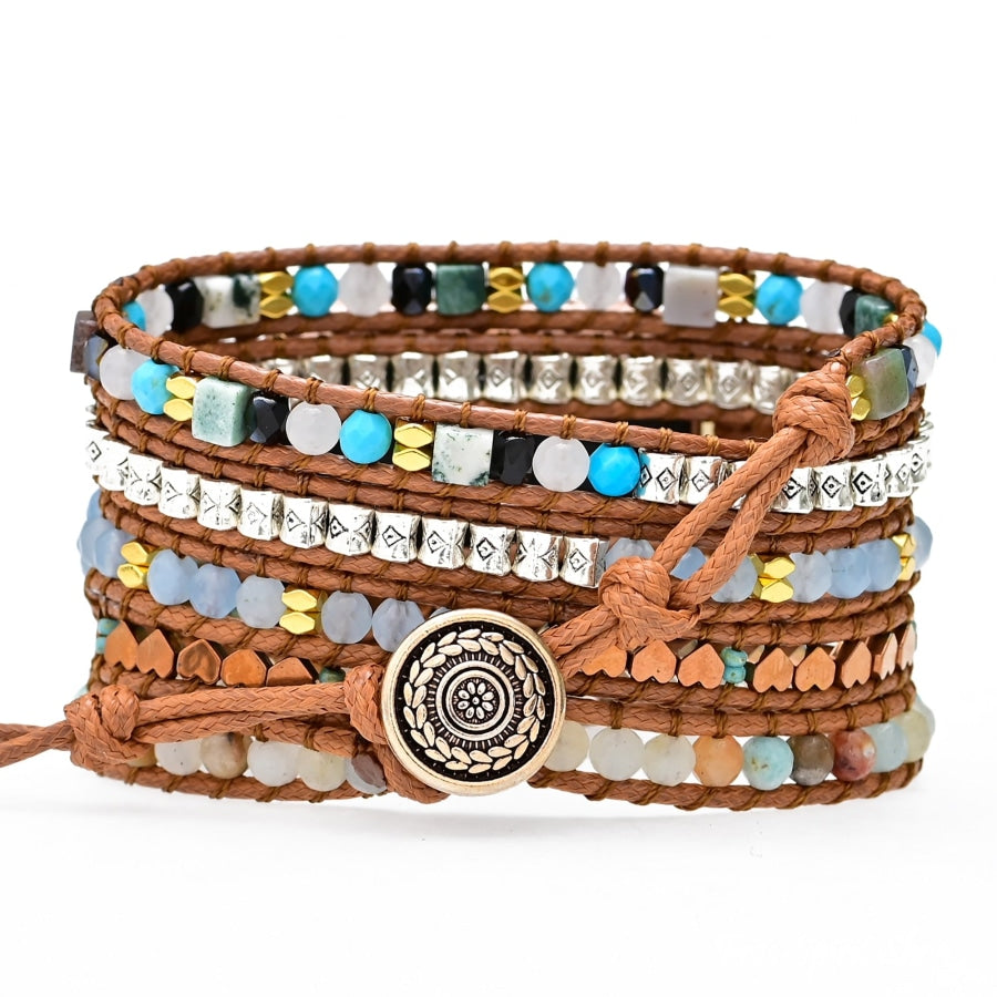 Natural Amazonite & Golden Heart Apple Watch Band - Free Spirit Shop