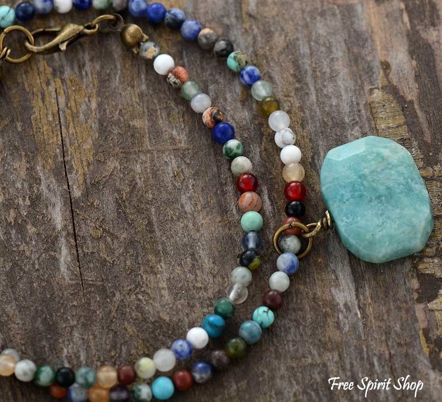 Natural Amazonite & Mix Bead Choker Necklace - Free Spirit Shop