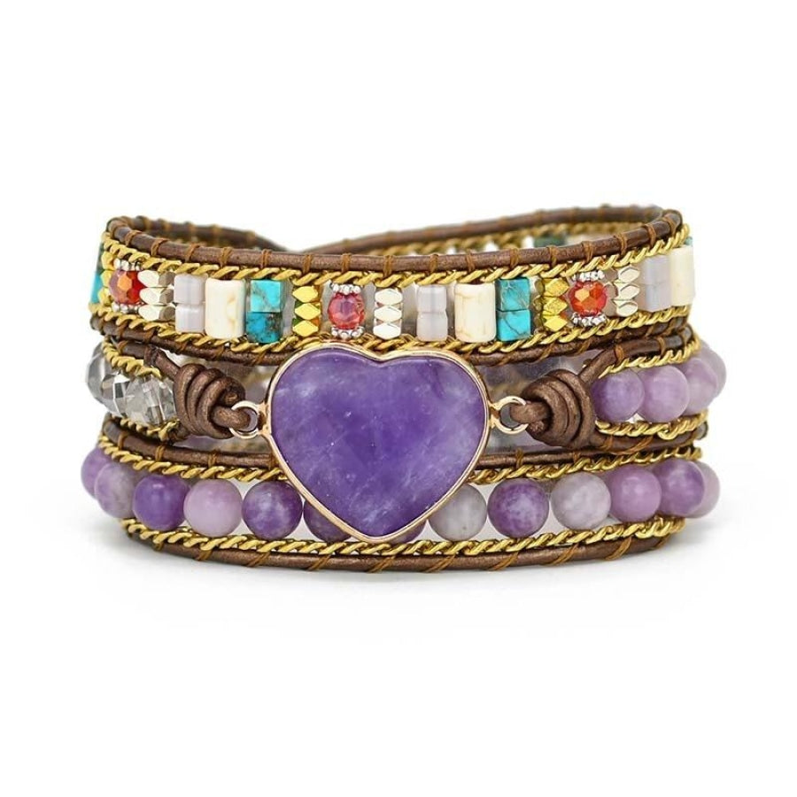 Natural Amethyst Heart Wrap Bracelet - Free Spirit Shop