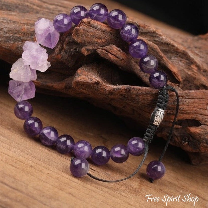 Natural Amethyst Quartz Bead Bracelet - Free Spirit Shop