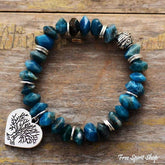 Natural Apatite Tree of Life & Heart Bead Bracelet - Free Spirit Shop