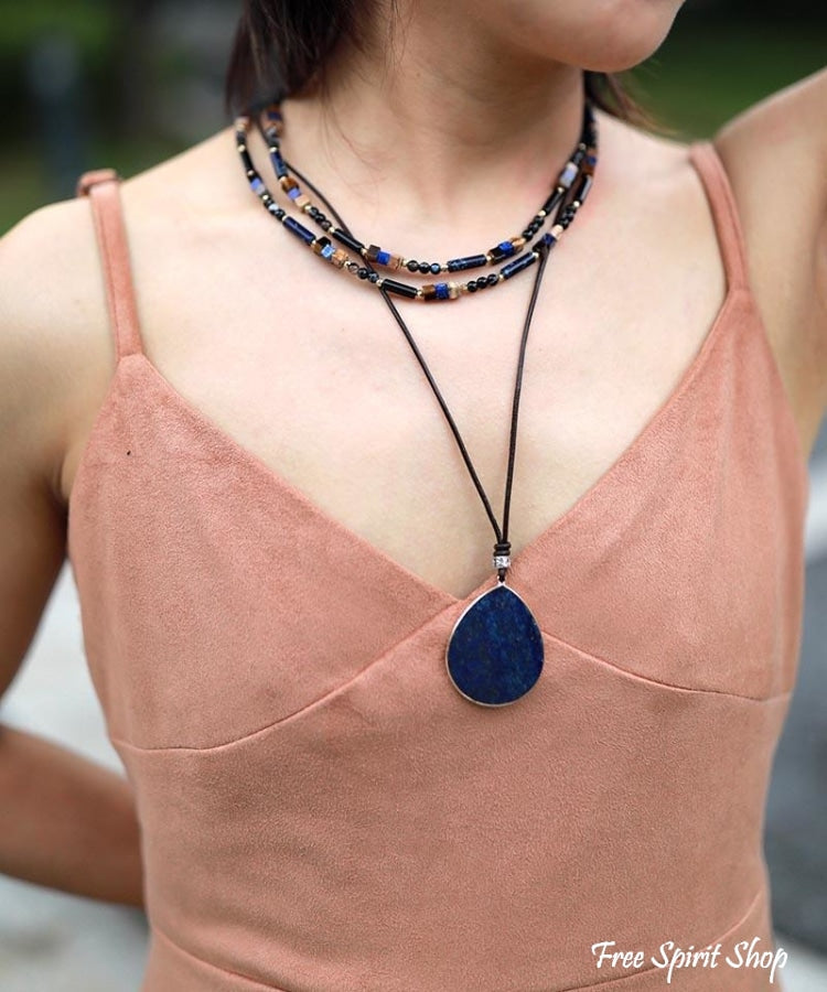 Natural Black Onyx & Jasper Bead Choker Necklace - Free Spirit Shop