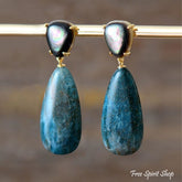 Natural Blue Apatite & Shell Drop Earrings - Free Spirit Shop