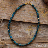 Natural Blue Apatite Tube Bead Choker Necklace - Free Spirit Shop