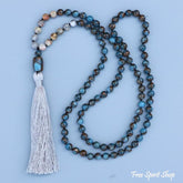 Natural Blue Crazy Onyx Stone Mala Bead Necklace - Free Spirit Shop