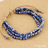 Natural Blue Sodalite Triple Bead Bracelet - Free Spirit Shop