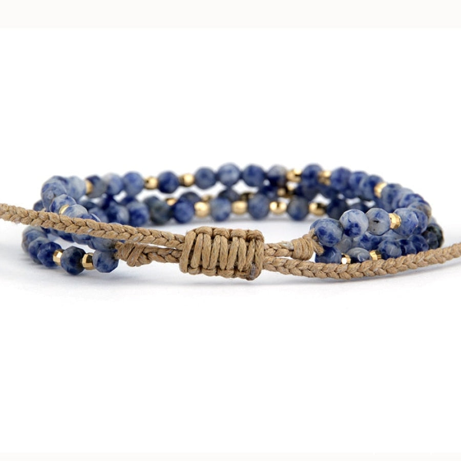 Natural Blue Sodalite Triple Bead Bracelet - Free Spirit Shop